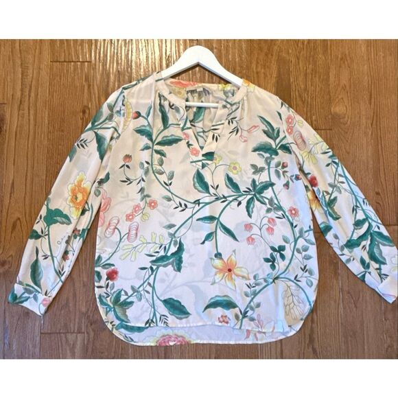 Loft pink floral notch neck blouse size small petite - Picture 10 of 10